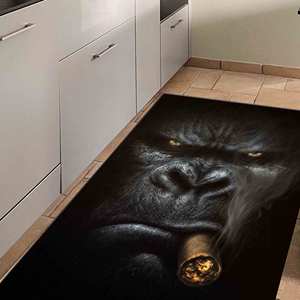 Alfombra Impresa - Alfombras con Diseño de Gorila Fumando, Alfombras para Bodas, Alfombra con Diseño de Animales, Alfombra Suave No Tejida - Product Image 2