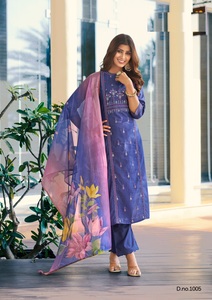 Dupatta en viscose et rayonne de style fête d'été moderne, imprimé jacquard, organza avec tissage à la main, vente en gros - Product Image 3