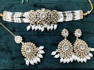 Conjunto de Collar Kundan Vintage, Joyería India, Conjunto de Boda con Cuentas de Moda para Novia, con Aretes con Diseño de Campanas de Perlas, Venta al por Mayor - Product Image 2