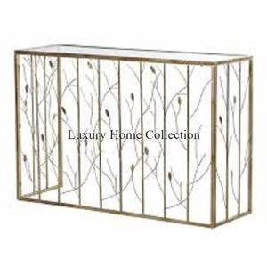 Table console en métal bon marché couleur or et noir Design luxueux aspect attrayant placage brillant Table d'appoint de chambre à coucher faite à la main - Product Image 2