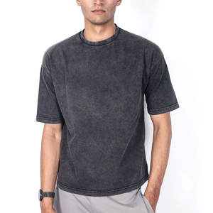 เสื้อยืดผู้ชายโอเวอร์ไซส์ผ้าฝ้ายย้อมสี100% เสื้อแขนสั้นโอเวอร์ไซส์ - Product Image 1