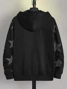 Hot Sale <b>Men's</b> Rhinestone <b>Hoodies</b> with Custom Logo and Design Breathable <b>Zipper</b>-Up Basics Rhinestone Customized <b>Hoodies</b> - Product Image 4