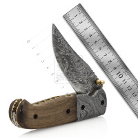 Pisau Lipat Baja Damaskus Buatan Tangan 25mm Gagang Lembaran Micarta untuk Aktivitas Luar Ruangan EDC Berkemah Bertahan Hidup Taktis OEM 58-62 HRC
