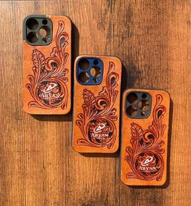 New Arrival Stylish Hand Tooled Leather <b>Phone</b> Case Personalized Vintage Luxury High Quality <b>Phone</b> 14 Pro/15 Pro <b>Mobile</b> <b>Covers</b> - Product Image 1