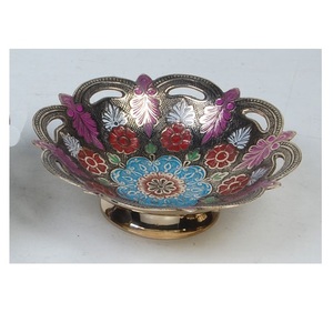 Bol à servir en chocolat aux fruits, fait à la main, incurvé, décoratif, en métal, avec finition noire - Product Image 3