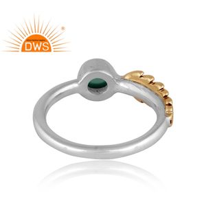 แหวนพลอยโอนิกซ์สีเขียวธรรมชาติสีเงินชั้นดีแหวนวางซ้อนกันได้ดีไซน์แบบใบไม้ - Product Image 4