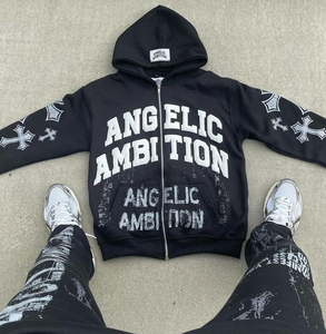 Elegante Rhinestone invierno sólido a prueba de viento ecológico Sudadera con capucha de gran tamaño para hombres diseñador moda Streetwear Cool Urban Outfit - Product Image 1