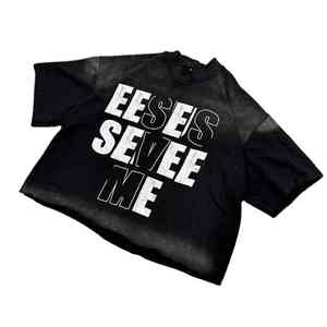 Ropa de calle de alta calidad, camiseta de gran tamaño, camiseta Vintage lavada personalizada, camiseta recortada cuadrada de algodón de peso pesado - Product Image 6