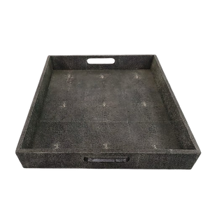 Plateaux de service/de rangement alimentaire décoratifs en résine imitation shagreen, modèle DPC 013, rectangulaires, 0,53x0,37x0,06, couleur charbon - Product Image 6