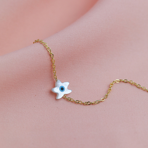 Bracelet en argent 925 fait main pour femme, style mignon, avec charme en nacre de style œil turc, marque THEIA - Product Image 4