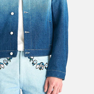 Chaqueta Vaquera Bordada para Hombre, Estilo Casual, Venta al Por Mayor, Alta Calidad, Lona de Algodón, Logotipo Frontal, OEM - Product Image 6