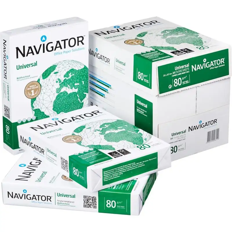 Kualitas Premium kertas fotokopi A4 70gsm 75gsm 80gsm Navigator kertas A4 80gsm produsen Eropa pencetakan A4