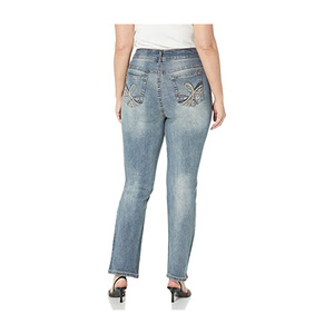 Pantalons en jean pour femmes de qualité supérieure, coupe droite, vêtements décontractés, design personnalisé, mode pour jeunes filles, pantalons en denim pour femmes - Product Image 6