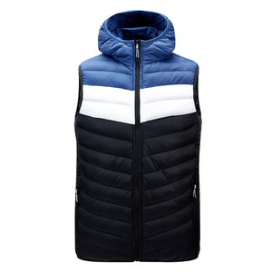 Unisex Black Sleeveless Hooded Waterproof Windproof Breathable Quilted <b>Jacket</b> Solid Color Casual Winter Coat Stand Collar Zipper - Product Image 1