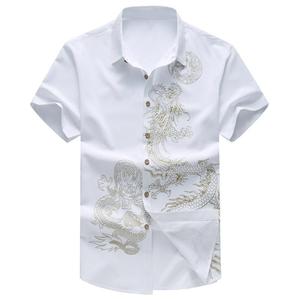 เสื้อโพลีเอสเตอร์ชายหาดของผู้ชายสำหรับฤดูร้อนเสื้อพิมพ์ลายดอกไม้มีปกแขนสั้นปกพิมพ์ลาย - Product Image 6