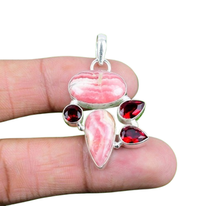 Pendentif rotatif JESSICA CREATION en argent sterling 925 plaqué or avec rhodochrosite rose, élégant et tendance, par un créateur tiers - Product Image 1