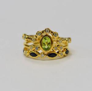 Anillo Apilable de Plata S925 con Baño de Oro de 14K, con Circonita Cúbica Natural, Topacio Azul Cielo, Peridoto y Zafiro Azul, Personalizable para Venta al por Menor y OEM - Product Image 1