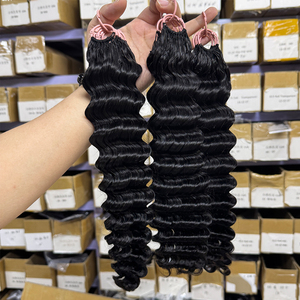 Extensions de cheveux au crochet Deep Wave, cheveux humains, noir naturel, cheveux bouclés doux et soyeux pour tresses au crochet style bohème - Product Image 5
