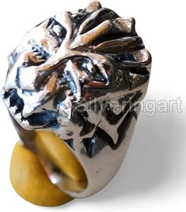 Men's <b>Ring</b> <b>Plain</b> beast head <b>ring</b> detailed Craftsmanship biker <b>ring</b> Christmas Handmade Customize Jewelry Solid 925 Silver <b>Ring</b> - Product Image 1