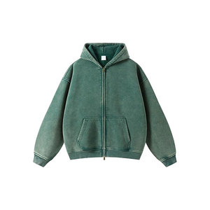 Sweats à capuche délavés à l'acide pour hommes de haute qualité 100% coton à séchage rapide couleur unie pour l'hiver en vente - Product Image 3