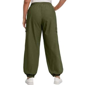 Pantalones Cargo Estilo Jogger Cómodos para Mujer, Cintura Elástica, Frente Plano, Múltiples Bolsillos, Ropa Casual de Invierno con Decoración de Bolsillos - Product Image 3