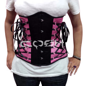Corset en satin bicolore d'entraînement de taille en acier sous le buste avec des détails de ruban latéral - Product Image 5