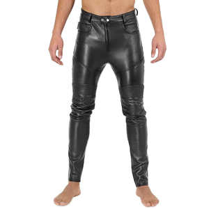 Pantalon en cuir épais et chaud pour hommes confortable à la mode élégant doux de haute qualité Rock Biker moto respirant - Product Image 1