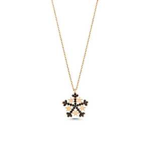จี้เงินแท้ 925 รูปดาวและเกล็ดหิมะ พร้อมสร้อยคอประดับด้วยหินสีดำ - Product Image 4