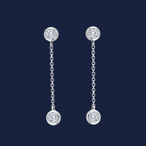 Pendientes colgantes con diamantes cultivados en laboratorio, engastados en bisel, de 0.16 quilates GH-SI, elaborados en oro macizo de 14K, joyería de moda. - Product Image 3