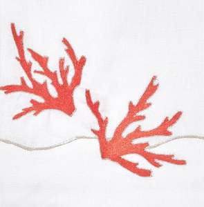 Toalla de Invitados de Algodón Blanco al por Mayor, Servilleta de Tela Bordada a Mano con Corales Rojos Personalizada para el Hogar, Hoteles, Bodas y Eventos - Product Image 2