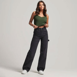 Pantalones vaqueros holgados transpirables para mujer, pantalones vaqueros de talla grande de alta calidad para mujer, servicio OEM con logotipo personalizado - Product Image 4