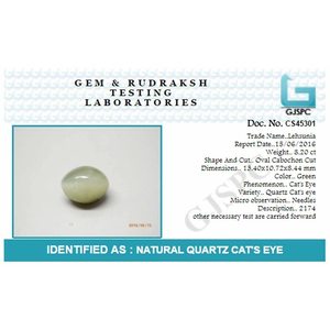 Cuarzo Ojo de Gato Natural Certificado (Lehsuniya) 4.25-12.25 Ratti, Gema Astrológica, Cristal Suelto - Product Image 4