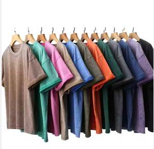 T-shirt en coton délavé à l'acide unisexe de haute qualité T-shirt à col rond décontracté et lourd avec lavage minéral OEM surdimensionné - Product Image 6
