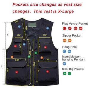 Custom Logo Advertising Multi-Pocket Vest Men <b>Women</b> Casual Style Closure Winter Thick Polyester Canvas/<b>Knit</b> <b>Waistcoats</b> - Product Image 2