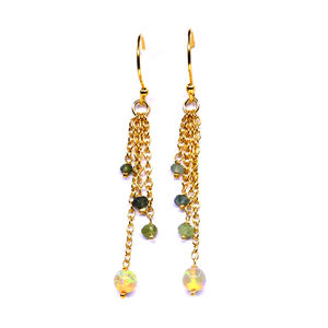 Vêtements de mariage bijoux en argent sterling 925 plaqué or pierres précieuses multicolores femmes portent des boucles d'oreilles - Product Image 1