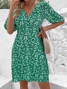 Gran oferta de verano 2024, vestido largo informal para mujer, bloque Floral tejido, estampado Digital, cintura Natural, borla de manga larga - Product Image 5