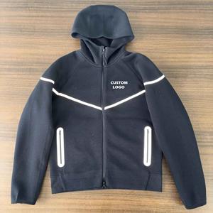 2025 vente chaude logo personnalisé Tech polaire automne hiver haut marque de mode 2pc à capuche décontracté coton épais réfléchissant hommes survêtement - Product Image 4