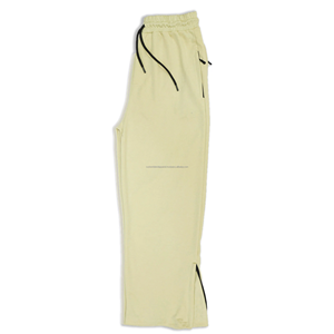 Pantalons de survêtement en coton respirant et imperméable pour homme, dernière arrivée, entraînement, jogging vintage doux, broderie, fermeture éclair au bas, cordon de serrage - Product Image 2