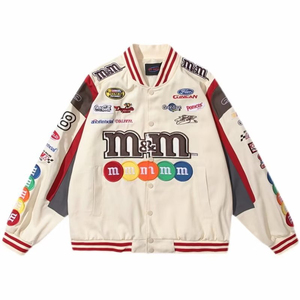 Chaqueta con letras para hombre, chaqueta bomber de talla grande con bolsillos grandes, chaqueta de béisbol con letras bordadas - Product Image 1