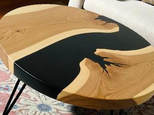 Table à manger en bois d'acacia en résine artisanale moderne de luxe Bleck, table de salon imperméable, table de mariage, table de retraite, table de condoléances, table de Diwali - Product Image 3