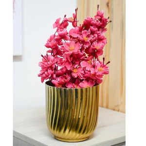 Contemporary Metal Flower <b>Vase</b> Golden Versatile <b>Floor</b> Tabletop Decorative <b>Vase</b> for Home Office Guest Room Decor - Product Image 1