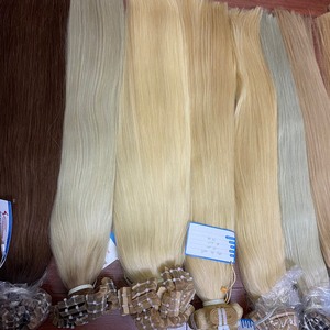 Extensions de cheveux humains bruts vietnamiens vierges Remy non traités, bande ondulée droite naturelle, cuticule alignée, doux et confortable - Product Image 1
