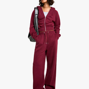 Hot Selling Customize 100% Cotton Cropped Drawstring Hoodie Flared Pants Two Piece Sets Solid Color Women Tracksuits <b>Spring</b> - Product Image 2