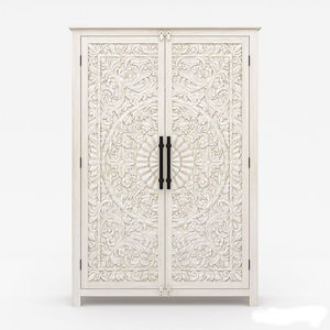 Handmade Calistoga Handcarved Weathered Solid Wood Large White Wardrobe <b>Armoire</b> Furniture. - Product Image 6