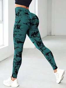 Haute qualité femmes Fitness cravate teinture sans couture sport Leggings taille haute contrôle du ventre séchage rapide respirant Yoga pantalon - Product Image 4