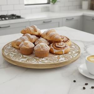 Acacia <b>Wood</b> Lazy Susan Turntable Organizer Customized Logo Modern Design <b>Shaped</b> Serving Platters Snack Dishes for Home Wedding - Product Image 6