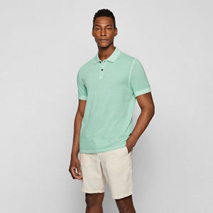 Polo cuadrado bordado personalizado de alta calidad para hombre Camiseta de manga larga de algodón pesado Patrón sólido Tela de punto corto - Product Image 5