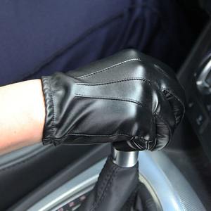 Gants de conduite chauds en cuir PU noir pour hommes, gants tactiques à écran tactile - Product Image 3