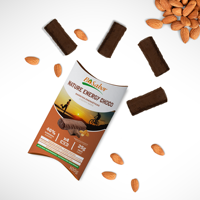 Nature Energy Choco Bisabor Barre énergétique aux amandes Fruité Saveur Snack sain pour les athlètes 4x25g Pack Box Packaging 100g Pack