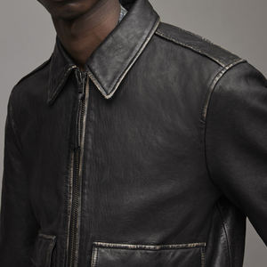 Nueva tendencia de invierno High Street Fashion chaqueta de motocicleta de cuero genuino con cuello vuelto a prueba de viento e impermeable para hombres - Product Image 5